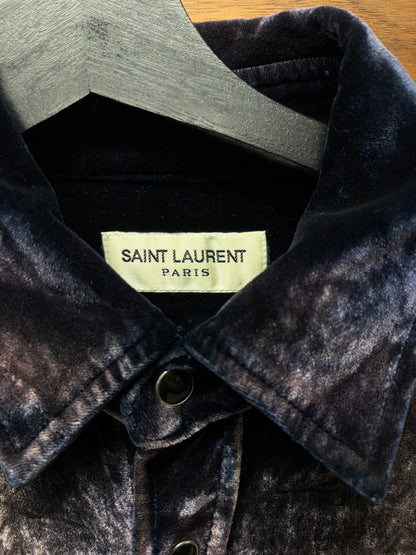 SS2019 Saint Laurent Silk/Crushed 'Velvet Gradient' Purple Button Snap Shirt
