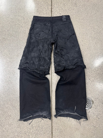 Paradoxe Paris ‘Dead Leaves’ Layered Black Crinkle Denim