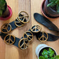 LGB Raw Leather Peace Motif Brass Buckle Belt