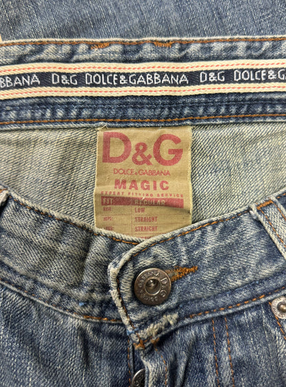 2000s Dolce & Gabbana Boot Cut Washed Blue Denim
