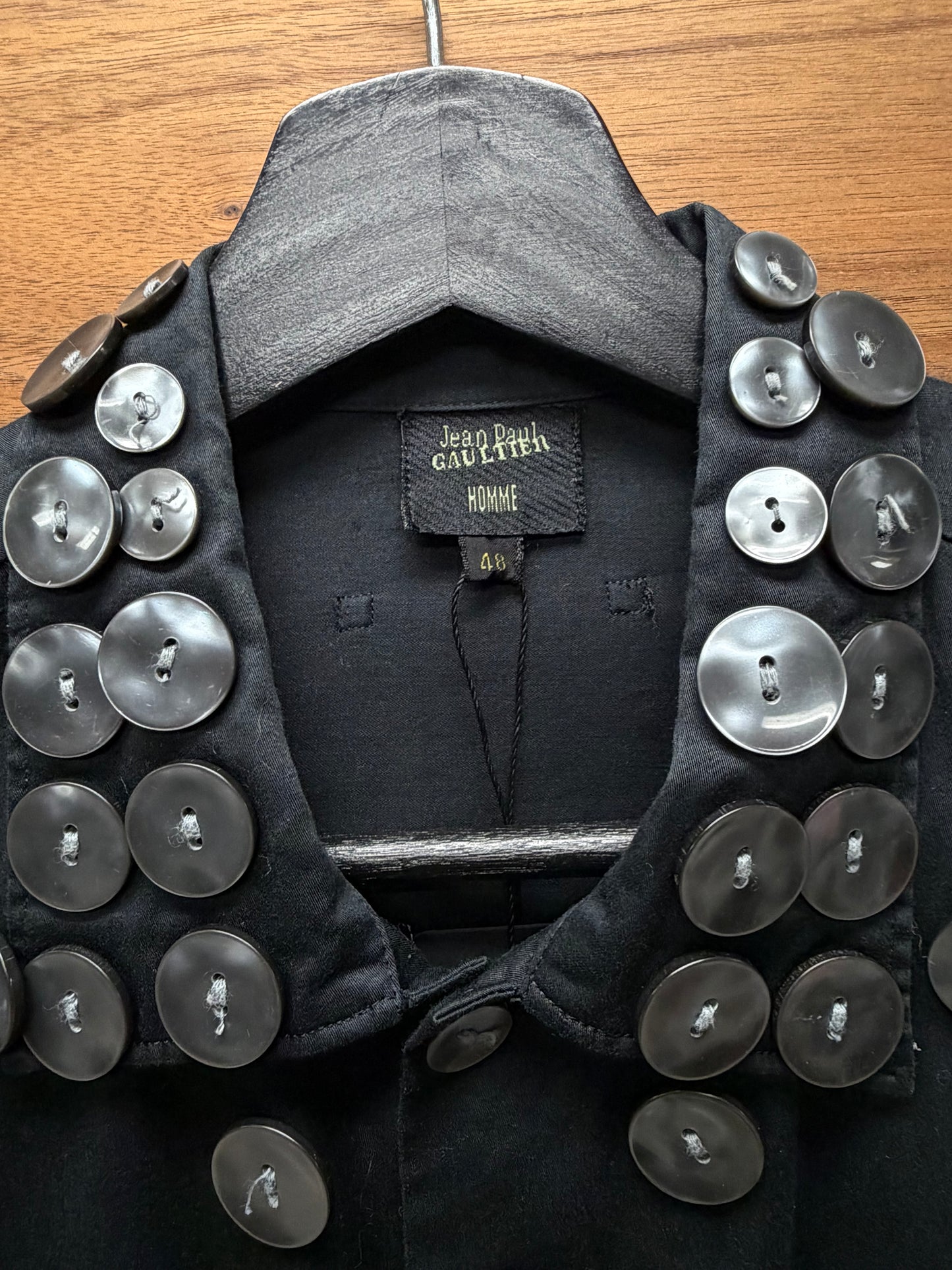Vintage Jean Paul Gaultier ‘Button Embellished’ Black Button Up Shirt