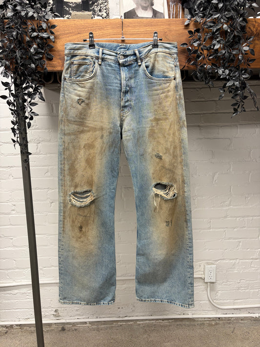 Acne Studios 2021 ‘Dirt Wash’ Blue Flared Cut Denim