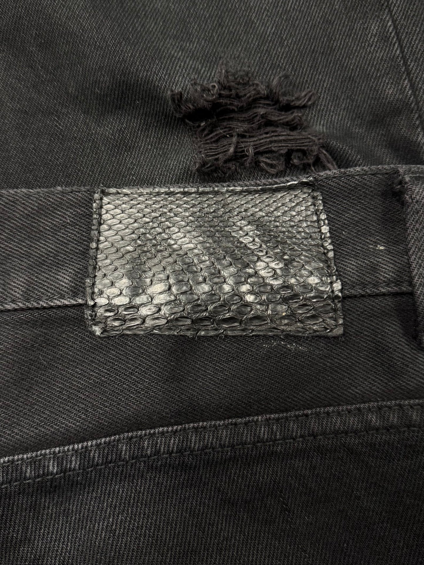 5131 Pour Les Hommes Snakeskin Leather Patch Flared Denim