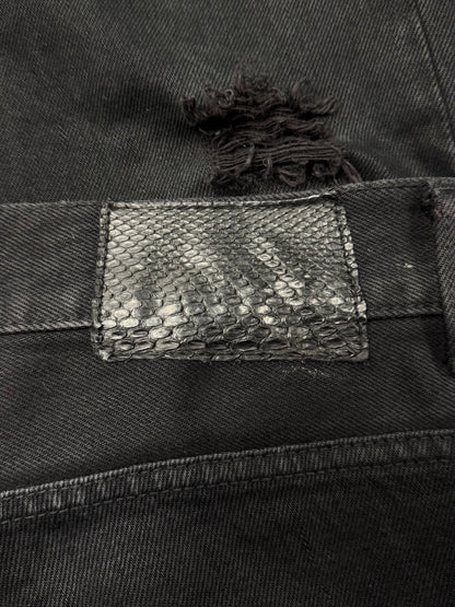 5131 Pour Les Hommes Snakeskin Leather Patch Flared Denim