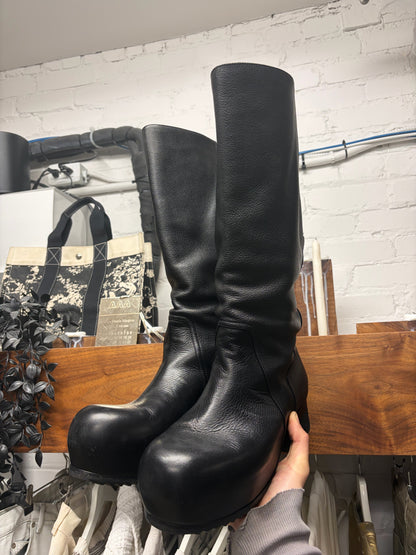 AW2021 Rick Owens ‘Ballast’ Knee High Black Leather Boots