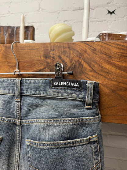 2023 Balenciaga ‘Lost Tapes’ Flared Dirt Wash Blue Denim
