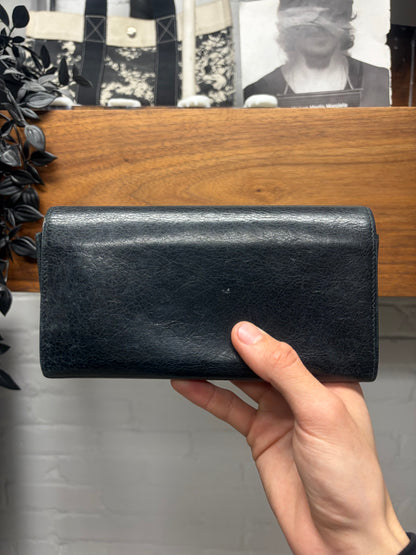 Balenciaga ‘Giant Continental’ Black Leather Long Wallet
