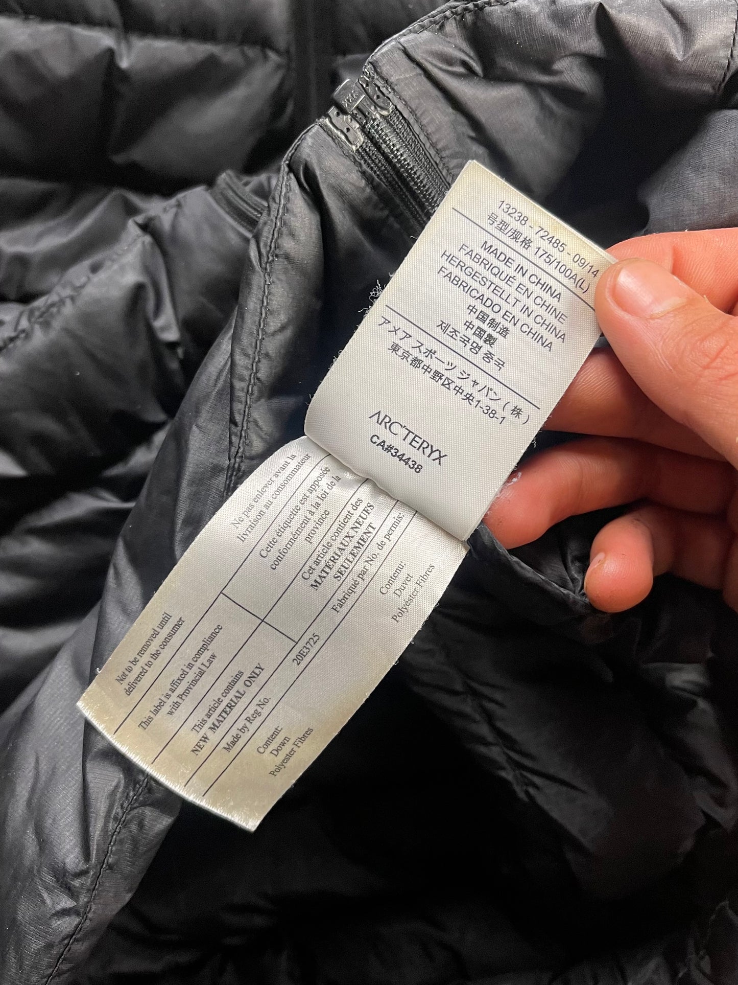 Arc’teryx Black Down Filled Puffer Jacket