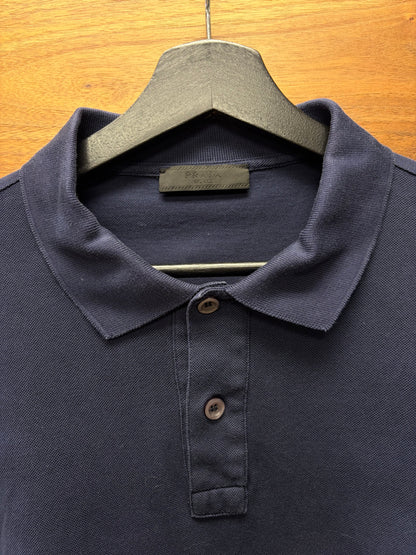 2019 Prada Navy Blue Cotton Long Sleeve Polo