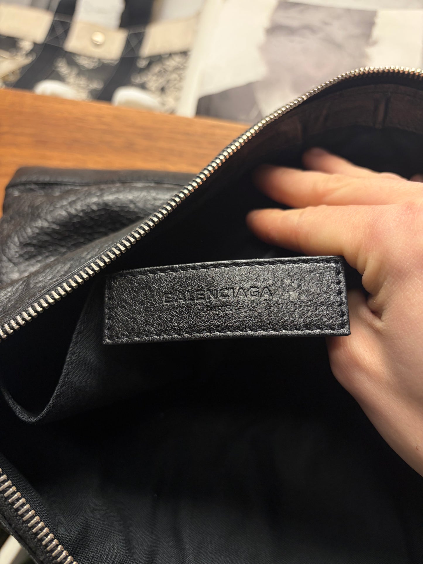 2015 Balenciaga Black Lambskin Leather ‘City Clip’ Clutch Bag