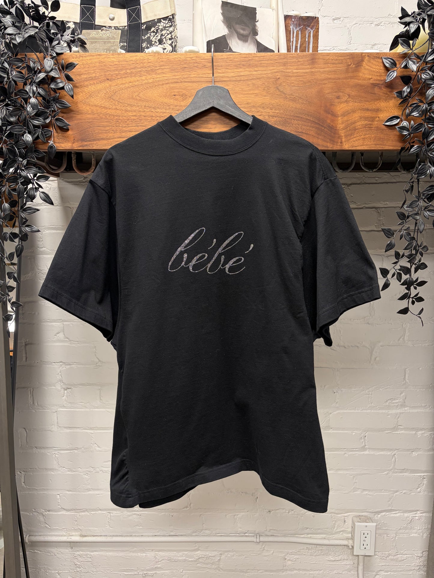 2021 Balenciaga ‘Bébé’ Black Rhinestone Oversized T-Shirt