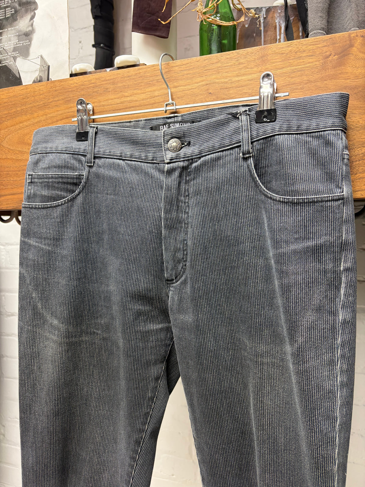 AW2008 Raf Simons Faded Black Corduroy Slim Cut Pants
