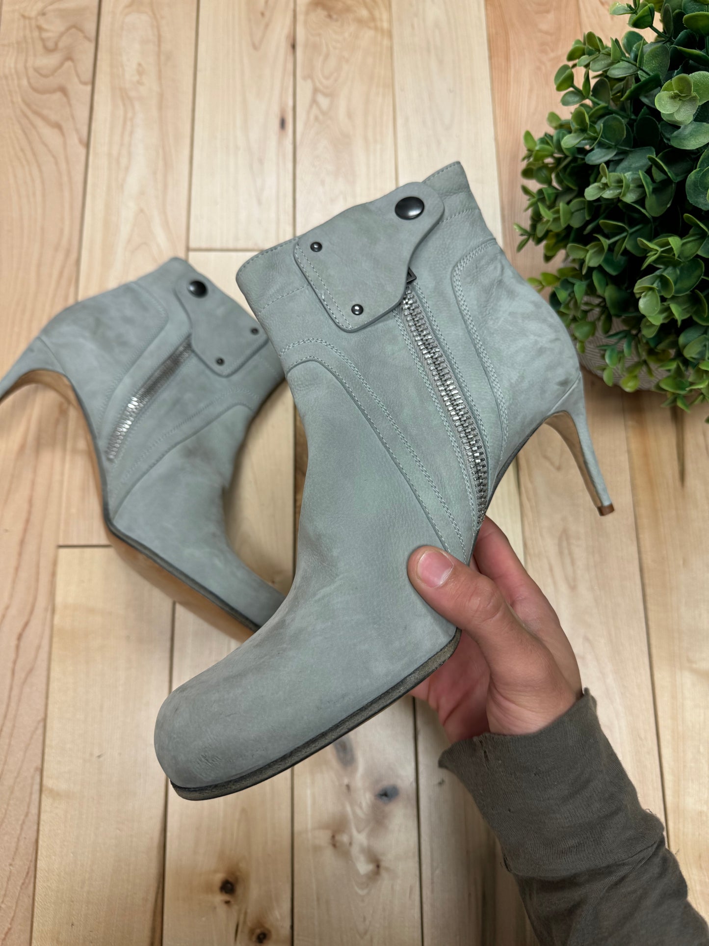 Rick Owens Grey Suede ‘Wedge’ Ankle Boots