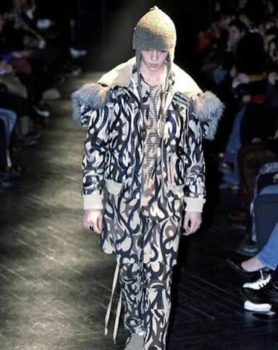 AW2004 Number (N)ine ‘Crying Hearts’ Tribal Print Sweatpants