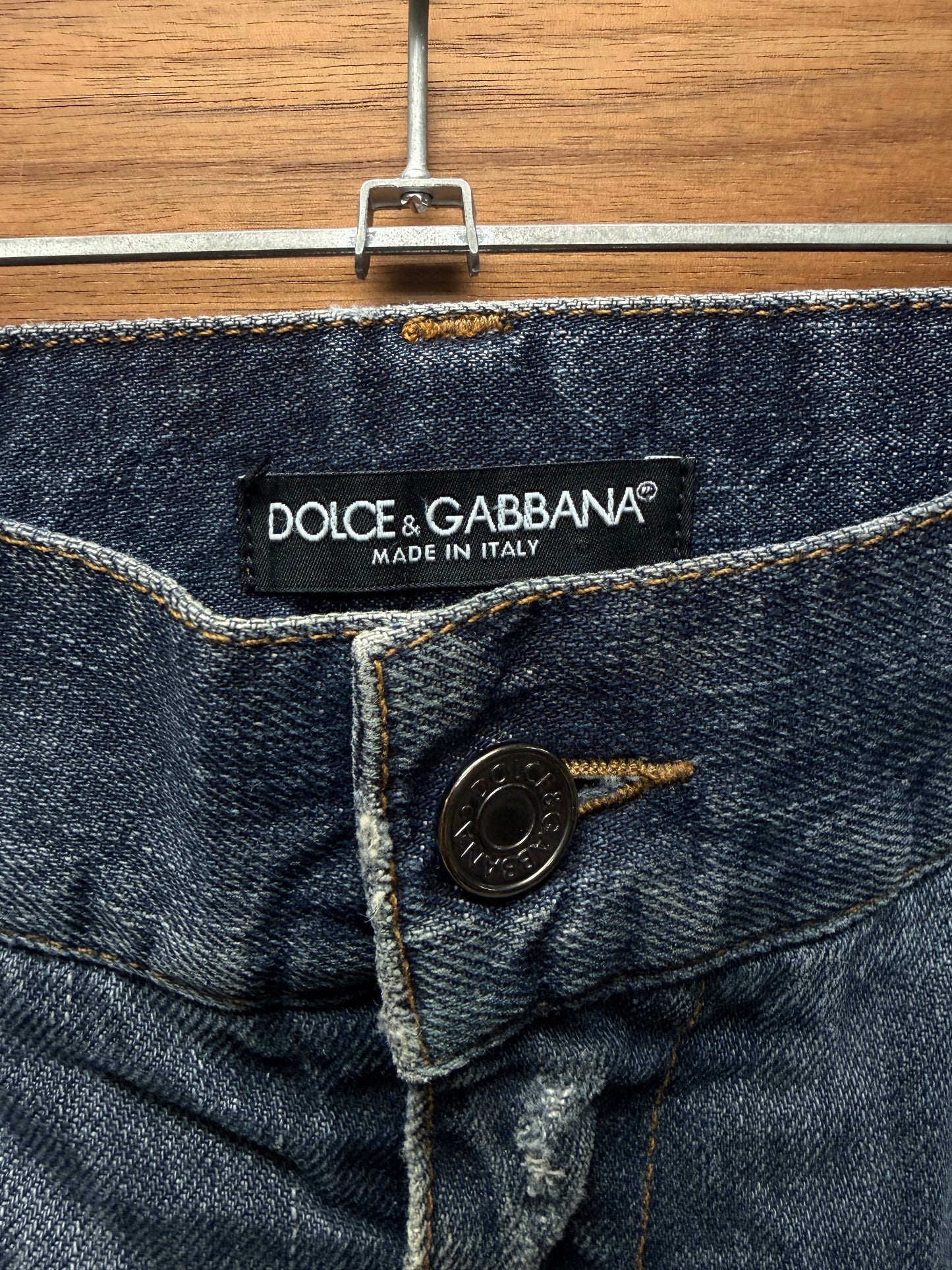2000s Dolce & Gabbana ‘Dirt Washed’ Dark Blue Bootcut Denim