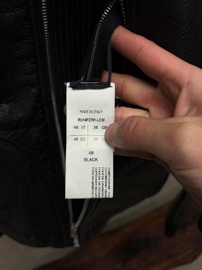 AW2014 Rick Owens ‘Moody’ Black Pebbled Leather Biker Jacket