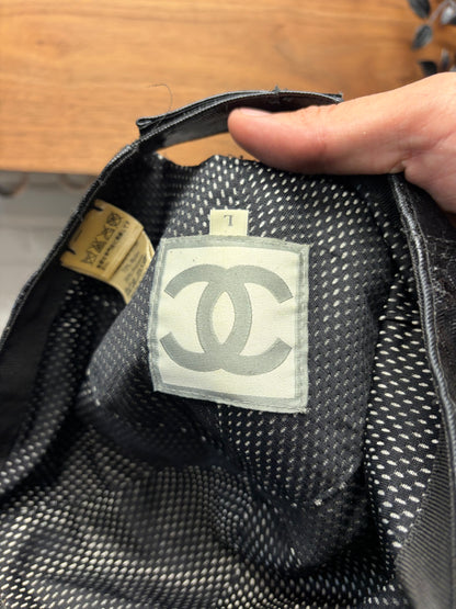 Chanel Identification Waxed Black Enamel Coated CC Logo Baseball Cap
