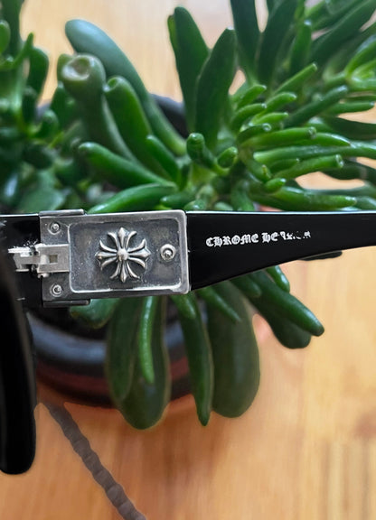 Chrome Hearts ‘Fix’ 925 Silver Cross Logo Purple Tinted Sunglasses.