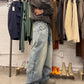 2023 Balenciaga ‘Drawstring’ Light Wash Blue Wide Leg Denim