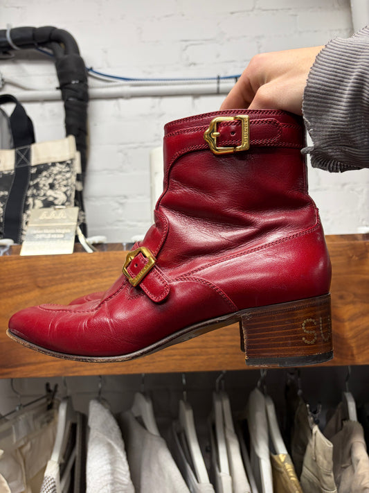 AW2019 Gucci by Alessandro Michele ‘Sucker’ Red Platform Leather Pointed Toe Boots