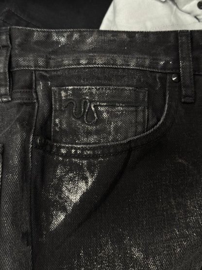 Roberto Cavalli Waxed Black Skinny Jeans