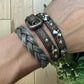 Miu Miu Studded Brown Leather Bracelet