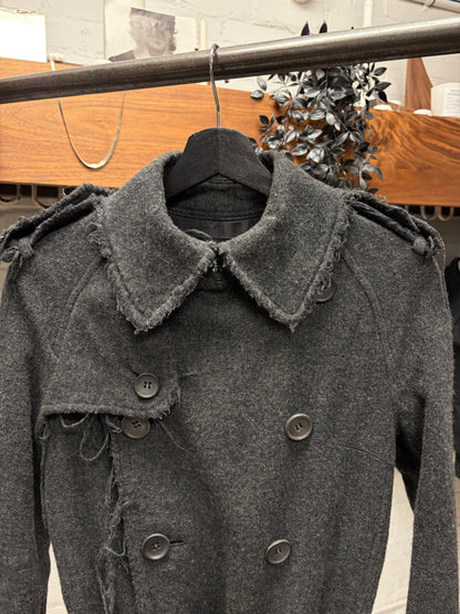 AW2003 Junya Watanabe Distressed Wool Double Breasted Trench Coat
