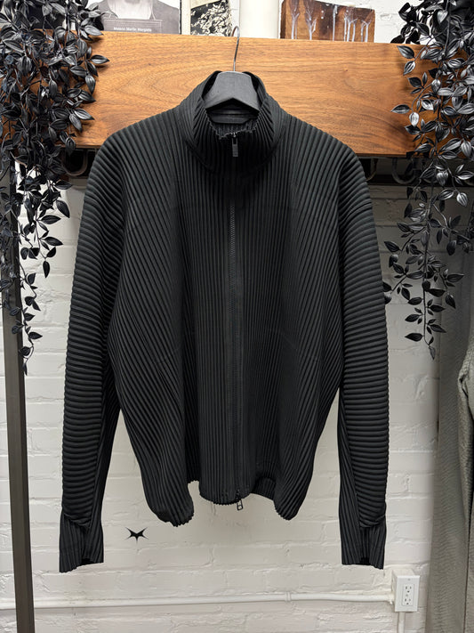 Issey Miyake Homme Plisse Pleated Black Zip-Up Track Jacket