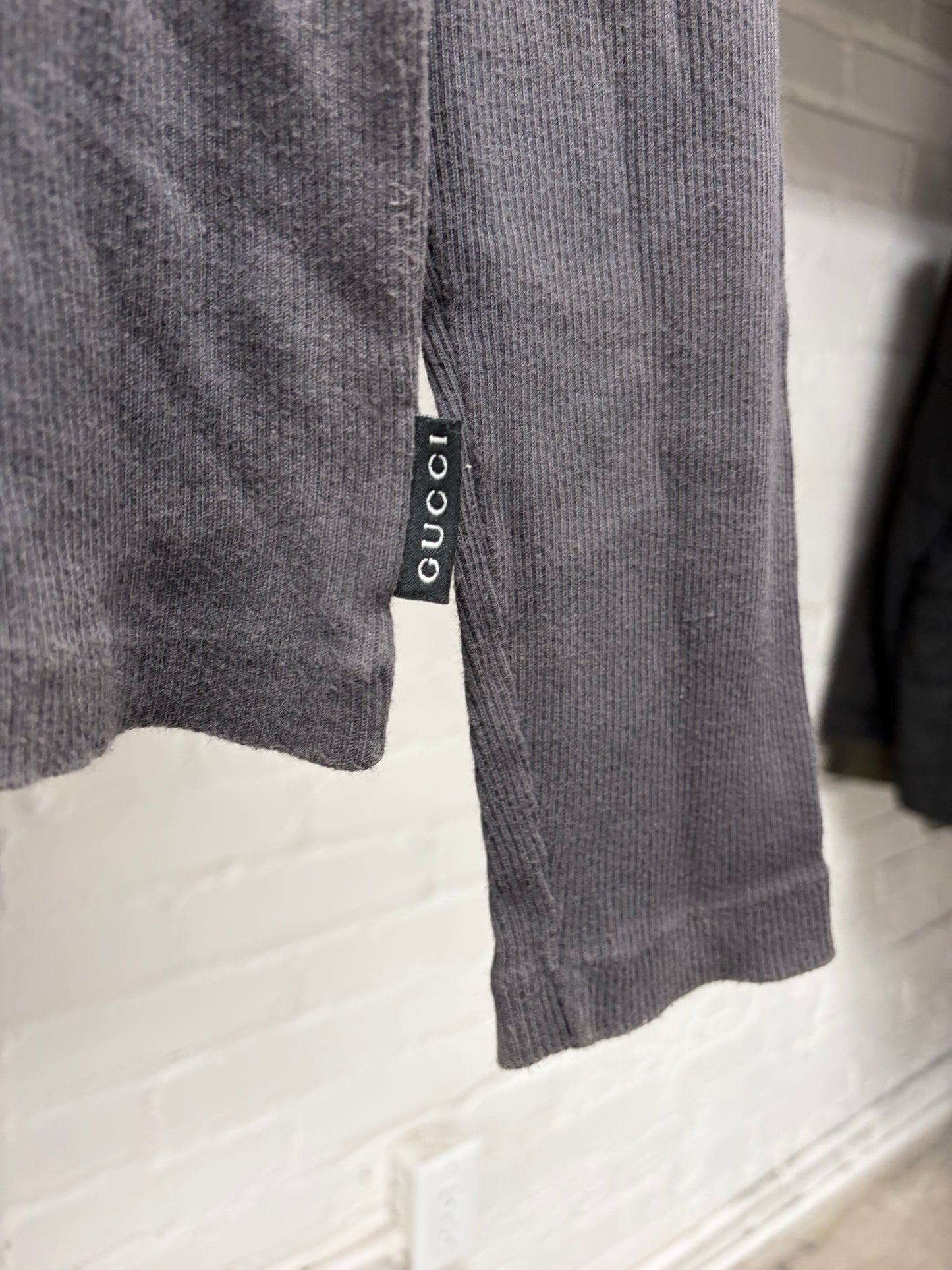 Vintage Gucci Grey Ribbed Cotton Long Sleeve Shirt