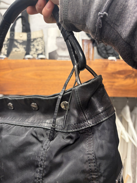 Prada ‘Tessuto’ Black Nylon/Leather ‘Half-Moon’ Hobo Bag
