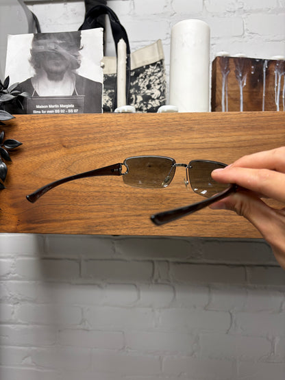 2000s Gucci ‘Horsebit’ Silver Arm Detailed Rimless Sunglasses