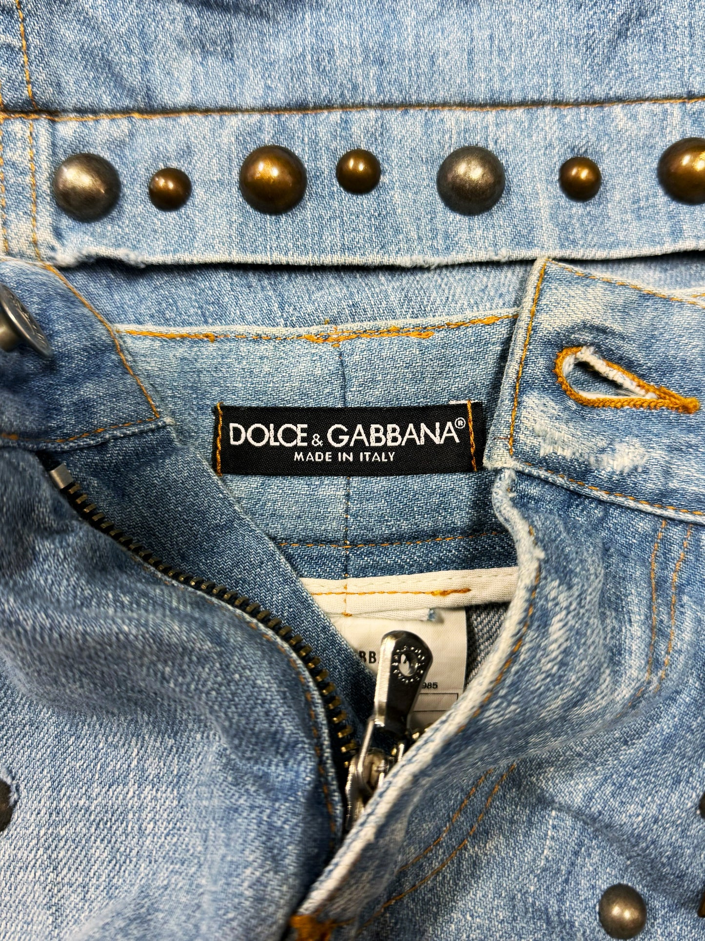 AW2004 Dolce & Gabbana ‘Studded’ Light Wash Blue Bootcut Denim