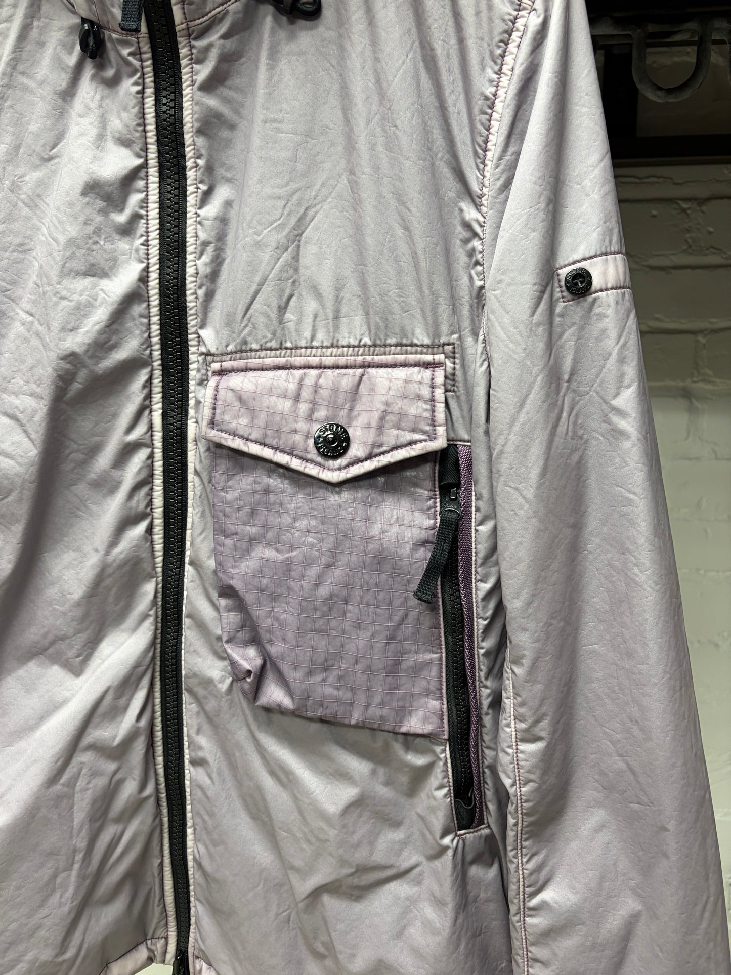 Stone Island Purple ‘Lamy’ Flock Hooded Jacket with Liner
