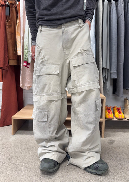 2023 Balenciaga Convertible Distressed Rip-Stop Cargo Pants