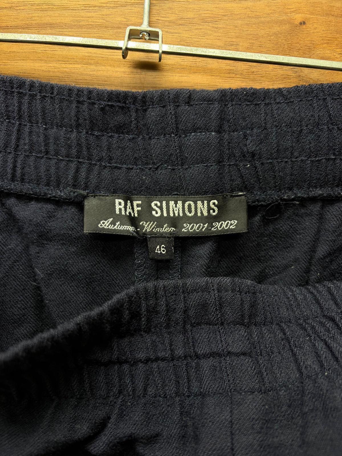 AW2001 Raf Simons ‘Riot Riot Riot’ Navy Blue Capri Wide Leg Pants