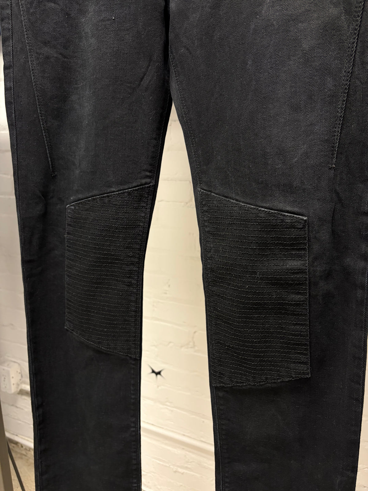 2000s Versace ‘Moto Knee’ Black Skinny Biker Jeans