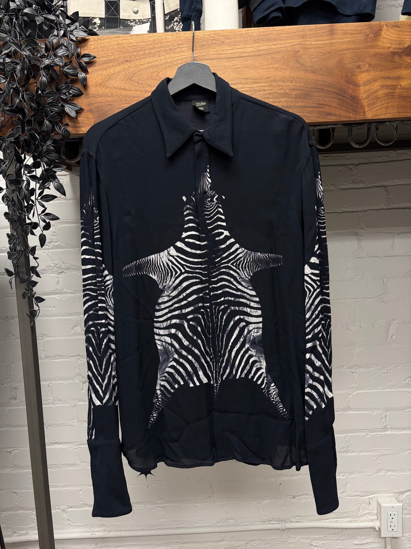 AW1998 Jean Paul Gaultier ‘Zebra Hide’ Button Snap Collared Evening Shirt