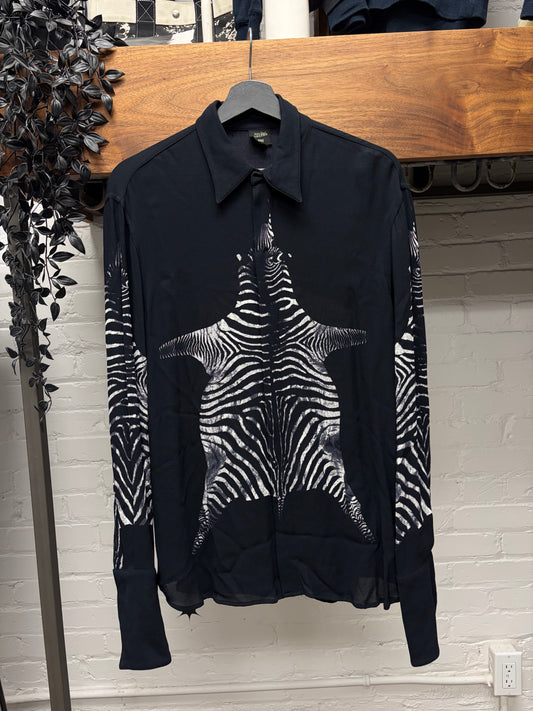 AW1998 Jean Paul Gaultier ‘Zebra Hide’ Button Snap Collared Evening Shirt