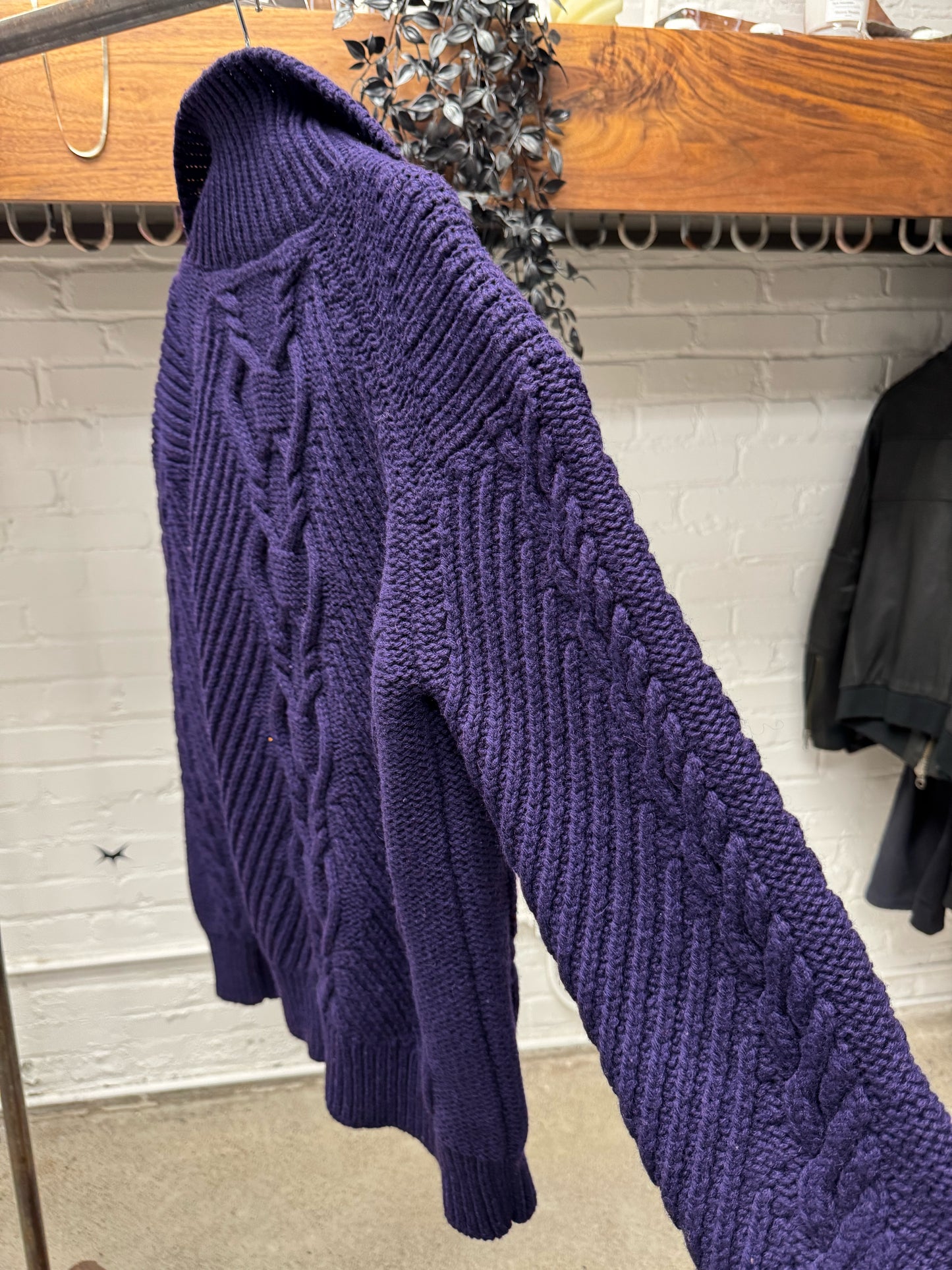 AW2003 Chanel ‘Fisherman’ Purple Cable Knit Quarter Zip Sweater