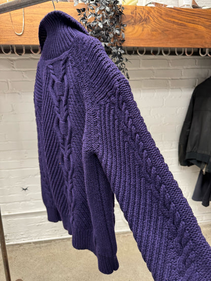 AW2003 Chanel ‘Fisherman’ Purple Cable Knit Quarter Zip Sweater
