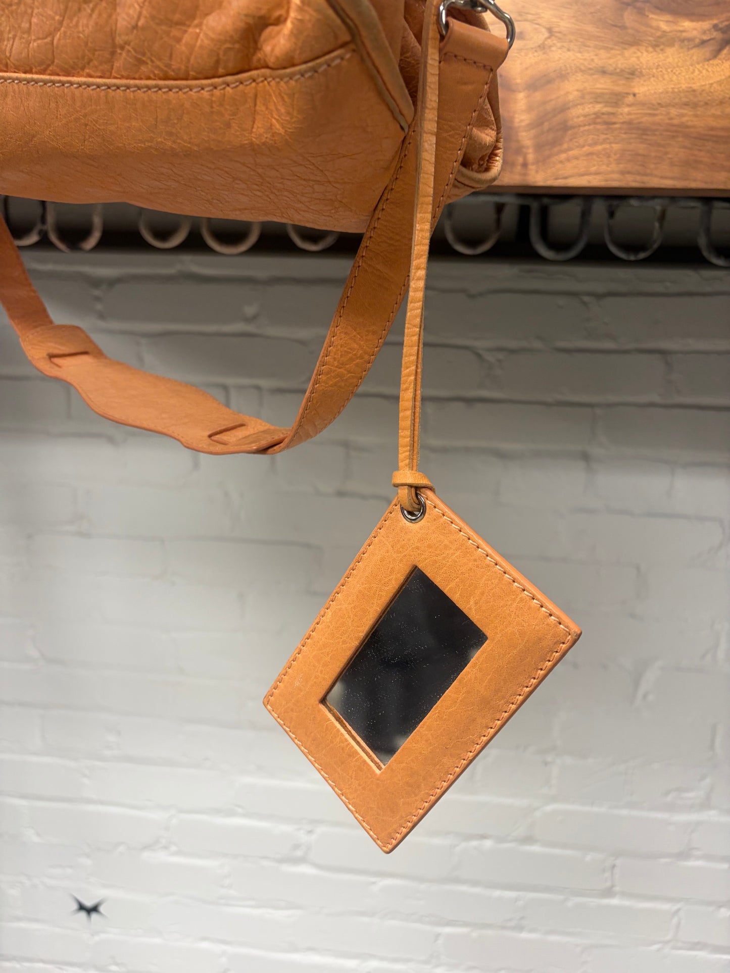 Balenciaga Papaya Orange  Lambskin Leather ‘City Bag’ with Crossbody Strap