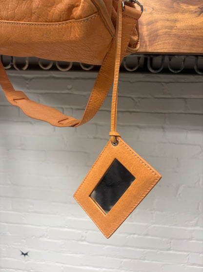 Balenciaga Papaya Orange  Lambskin Leather ‘City Bag’ with Crossbody Strap