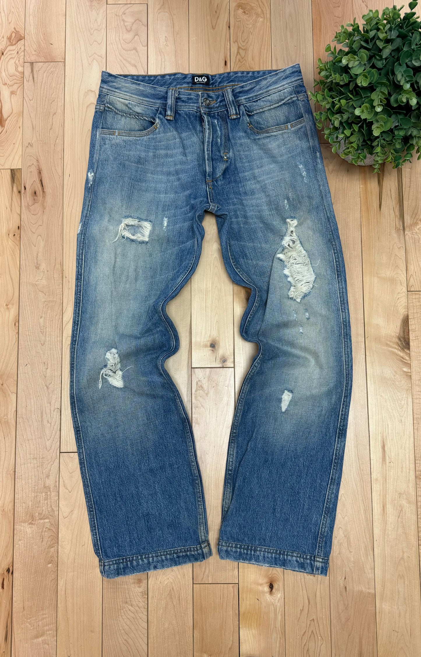 Dolce & Gabbana Distressed Blue Bootcut Denim