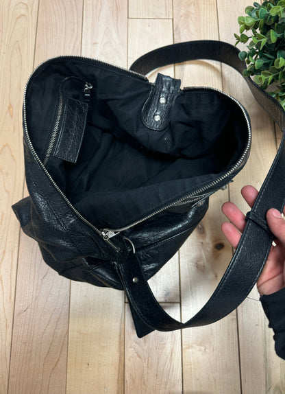 Balenciaga ‘Arena’ Black Leather Crossbody Messenger Bag