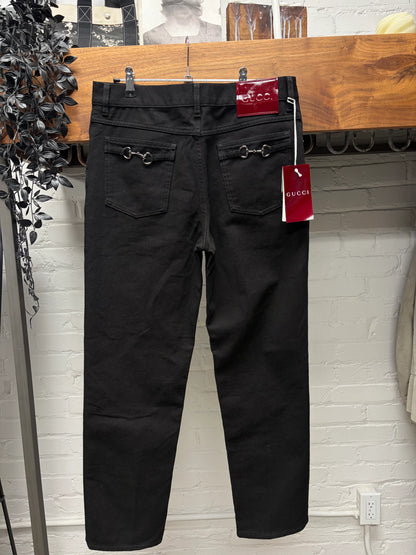 Gucci by Demna Gvasalia ‘Horsebit’ Back Pocket Black Bootcut Jeans