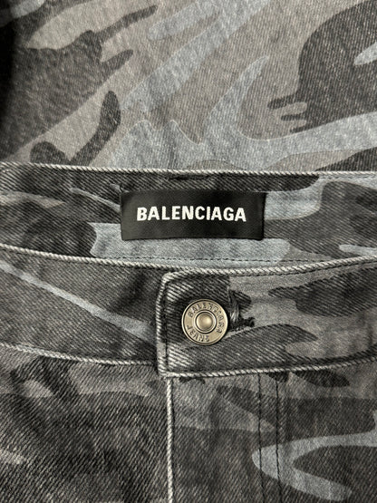 2020 Balenciaga Japan Exclusive ‘Russian Police Camo’ Oversized Denim Shorts
