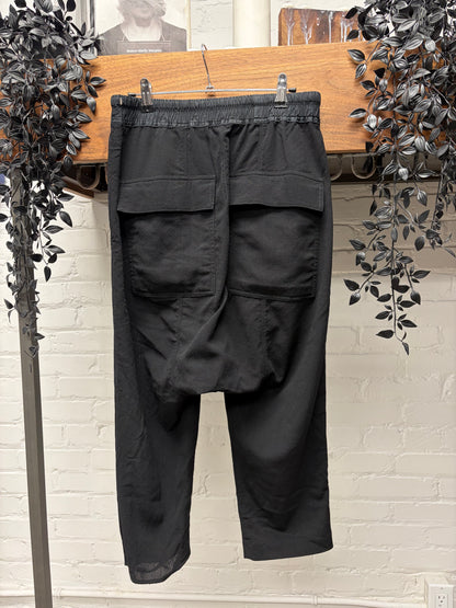 AW2018 Rick Owens ‘Sisyphus’ Lightweight Black 3/4 Length Drop Crotch Pants