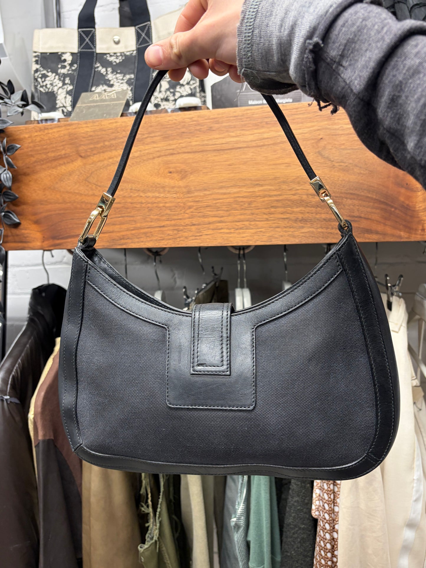 Vintage Gucci G-Buckle ‘Jackie’ Mini Black/Gold Hardware Shoulder Bag