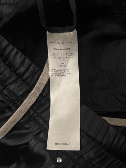 AW2020 Rick Owens ‘Performa’ Black Satin Cargo Pants