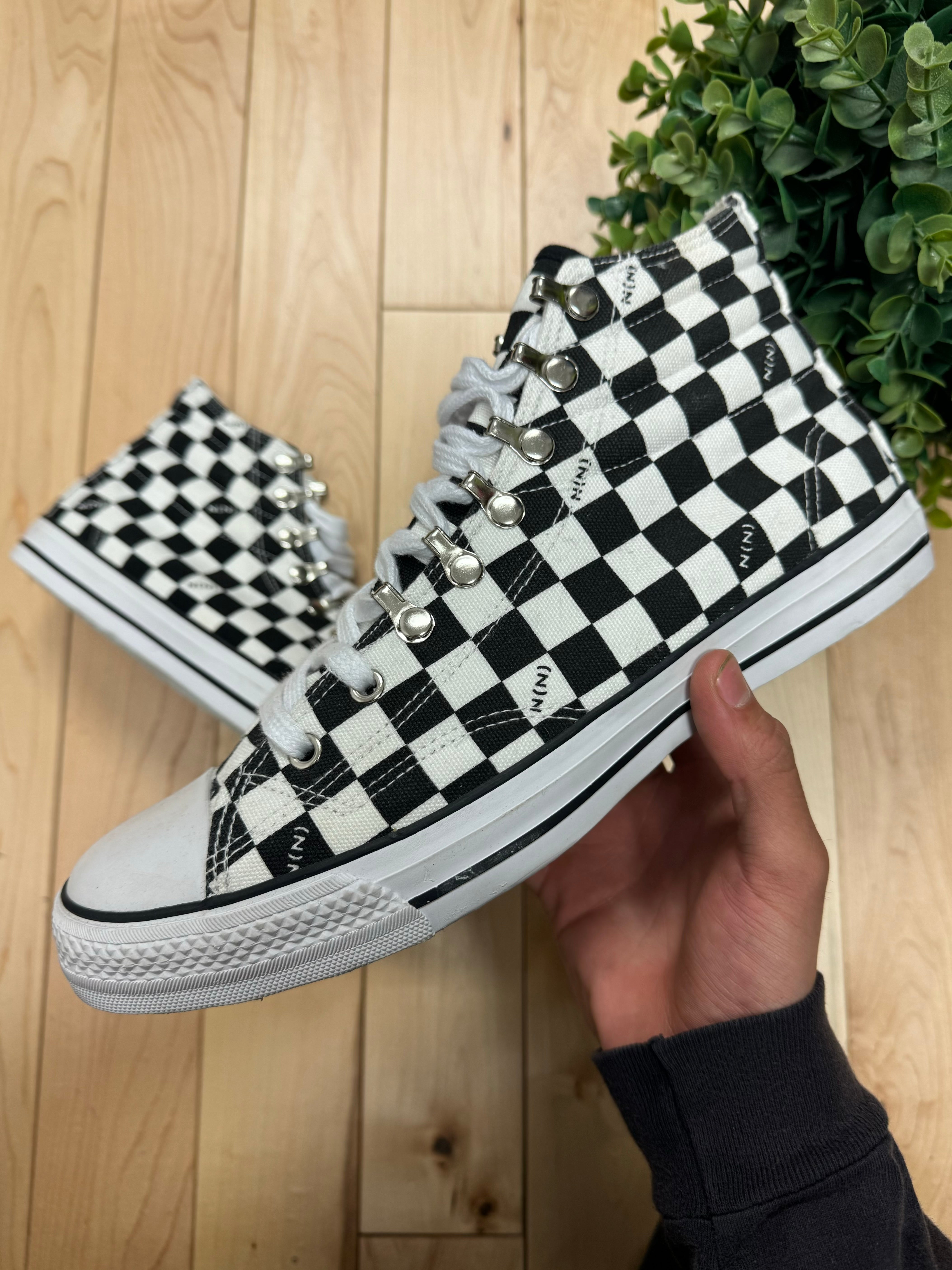 Number N ine Chuck 70 Checkerboard High Top Sneakers